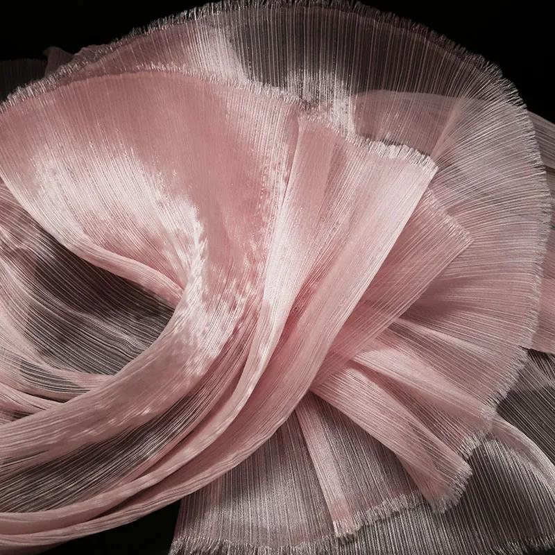 100x145cm Jasná Plisovaná Organza Látka Šít Svatební Šaty A Módní Plisované Síťoviny, DIY Tvar Pevné Designové Látky