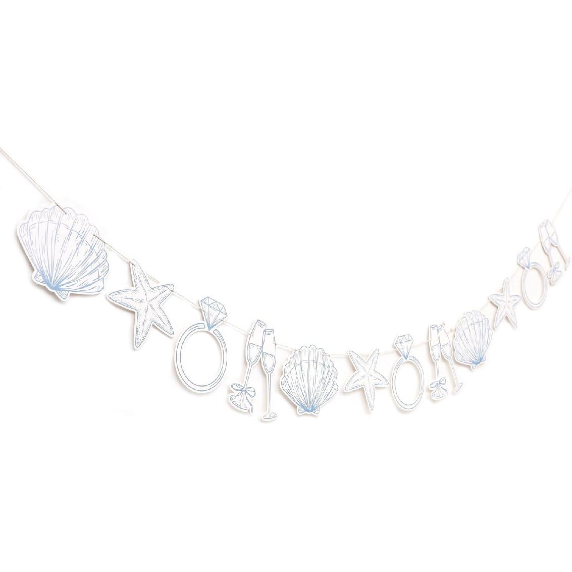 Last Toast On The Coast Banner - Coastal Bachelorette Decor,Seashell Garland Blue Bridal Shower Beach Party Banner,Seashells And Wedding Bells banner-1
