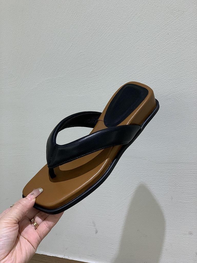 Vintage wedge heel high heels pinch flip-flops fairy shoes 2025 summer silver French sandals