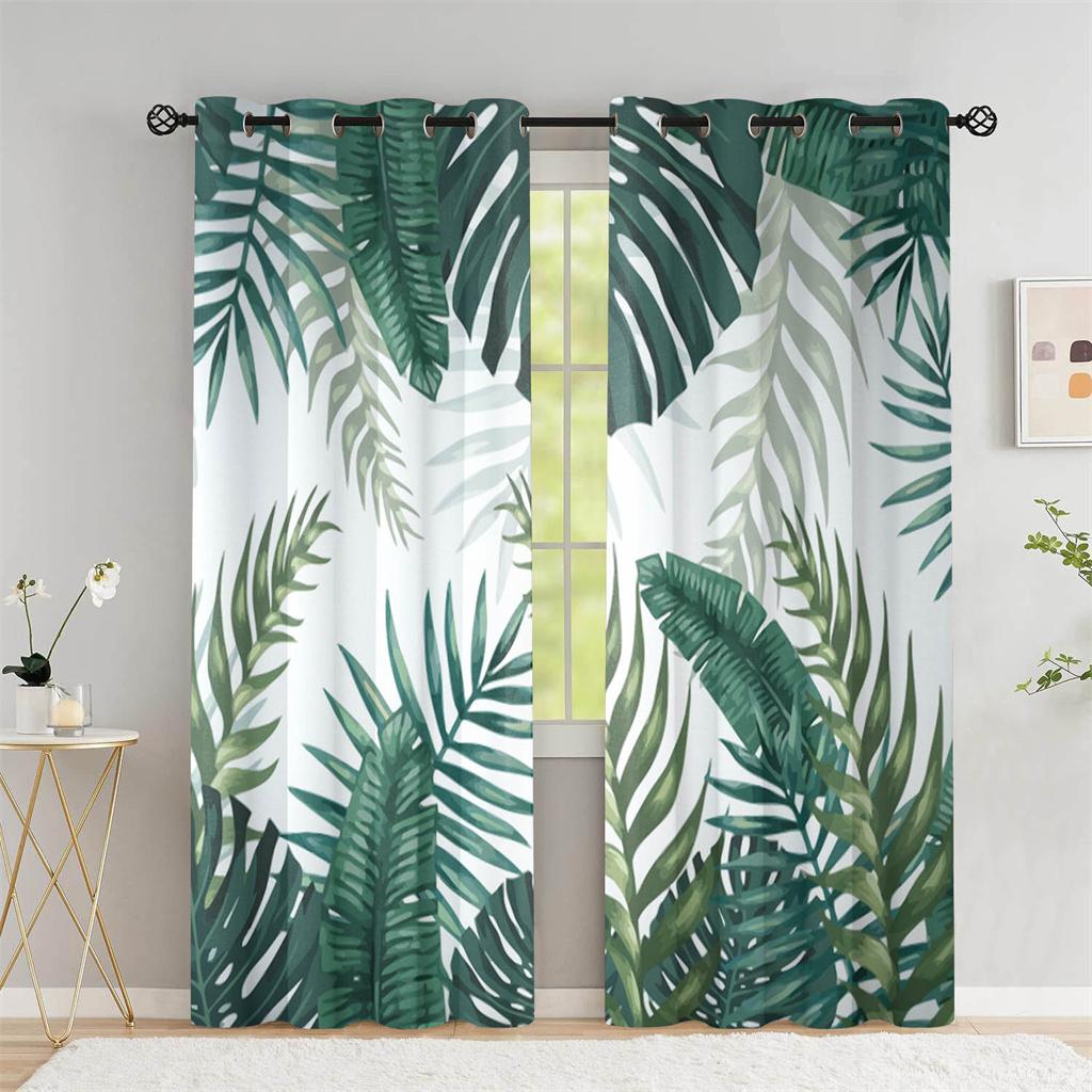 Summer Tropical Leaf Shade Curtains Deluxe Living Room Bedroom Home Decoration Palm Leaf Banana Leaf Curtains