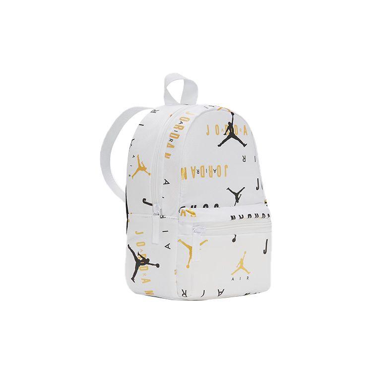 Jordan Fashion Casual Sports All Over Logo Polyester Backpack Small Unisex Backpack White DQ8199-100
