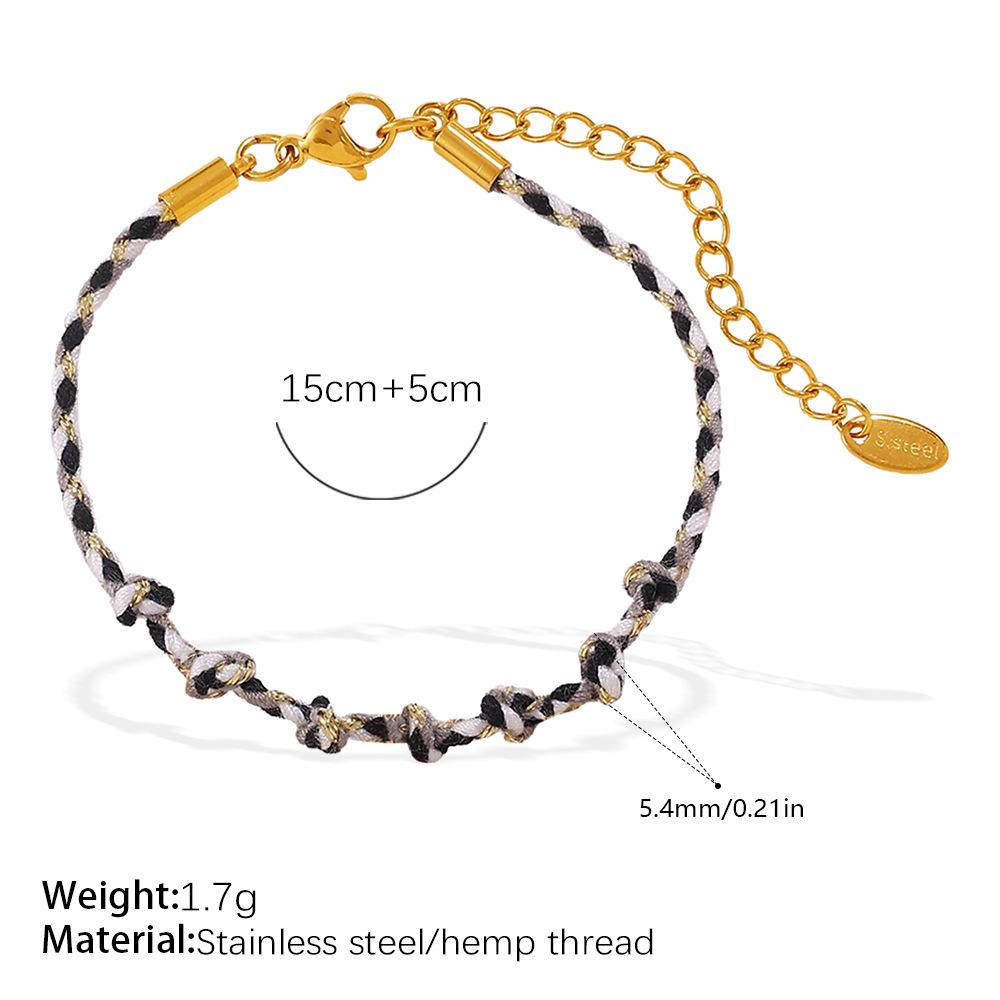 Vintage Woven Rope Necklace Bracelet Set Niche Personality Hollow Cross Pendant Versatile Jewelry
