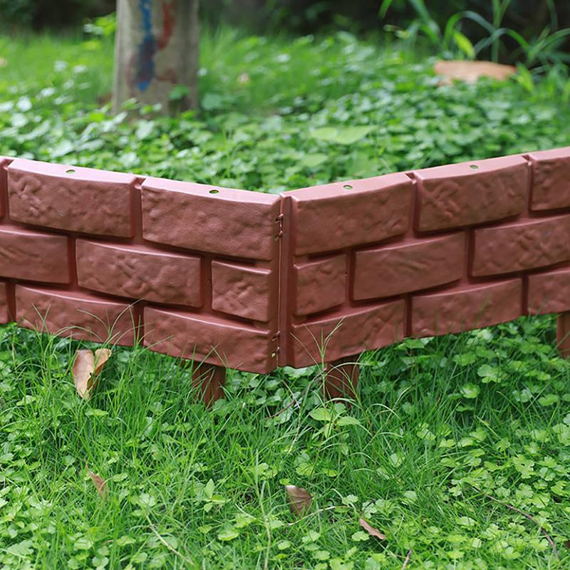 Flower Bed Edging Plastic Garden Fence Diy Edging Stones Brick Effect Lawn Edging Flower Bed Plant Border Brown Landscaping