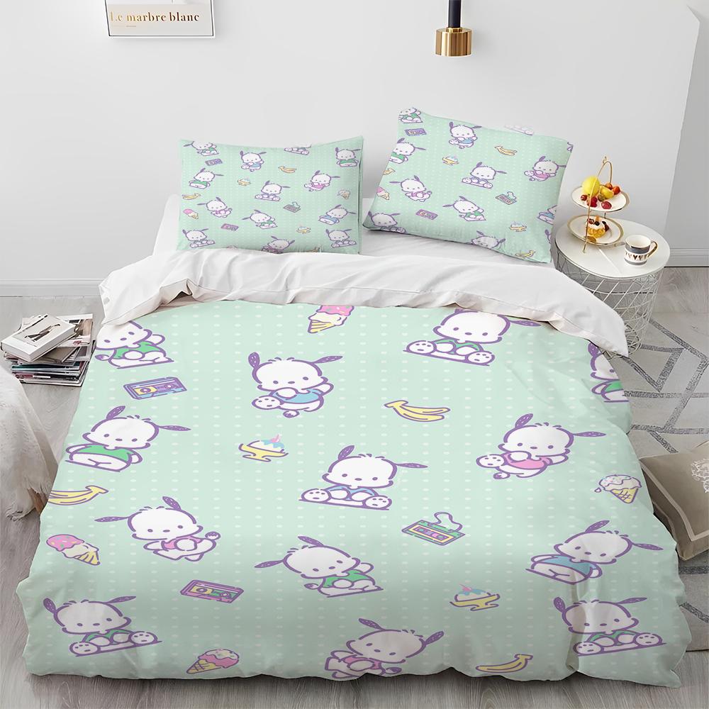 Sanrio Cute Pochacco Bedding Sets Comforter Cover Bed Cover Duvet Cover Pillow Case 2-3 Pieces Sets Room Home Decoration