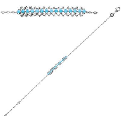 [N7150] - Silver Bracelet 'Sissi' Silver Turquoise (rhodium Plated) - 55x5 Mm
