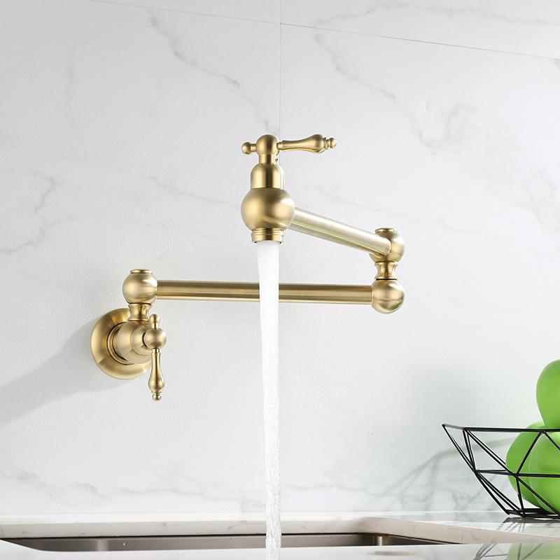 

ELLEN Faucet kitchen black single cold brass 360° swivel universal folding in-wall gold sink sink faucet chrome double opening золотой