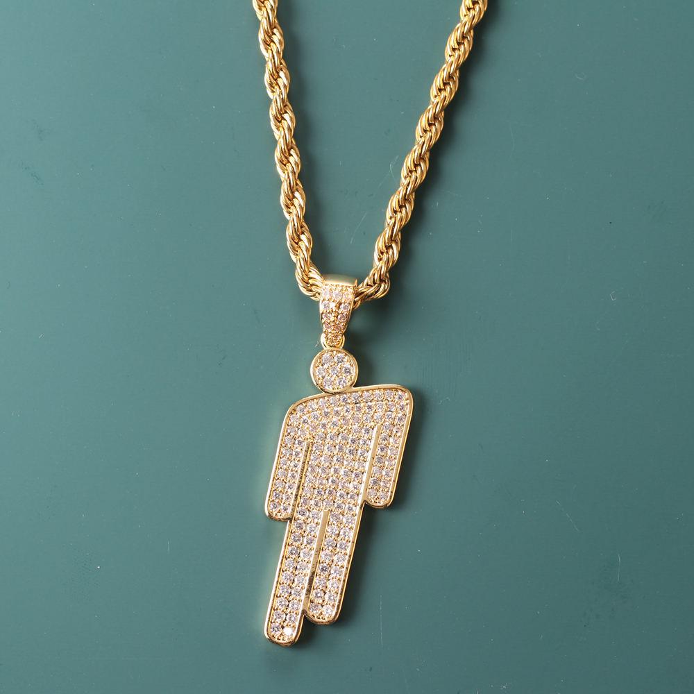 

European Cartoon Zirconia Pendant Necklace - Hip Hop Style for Men and Women золотой