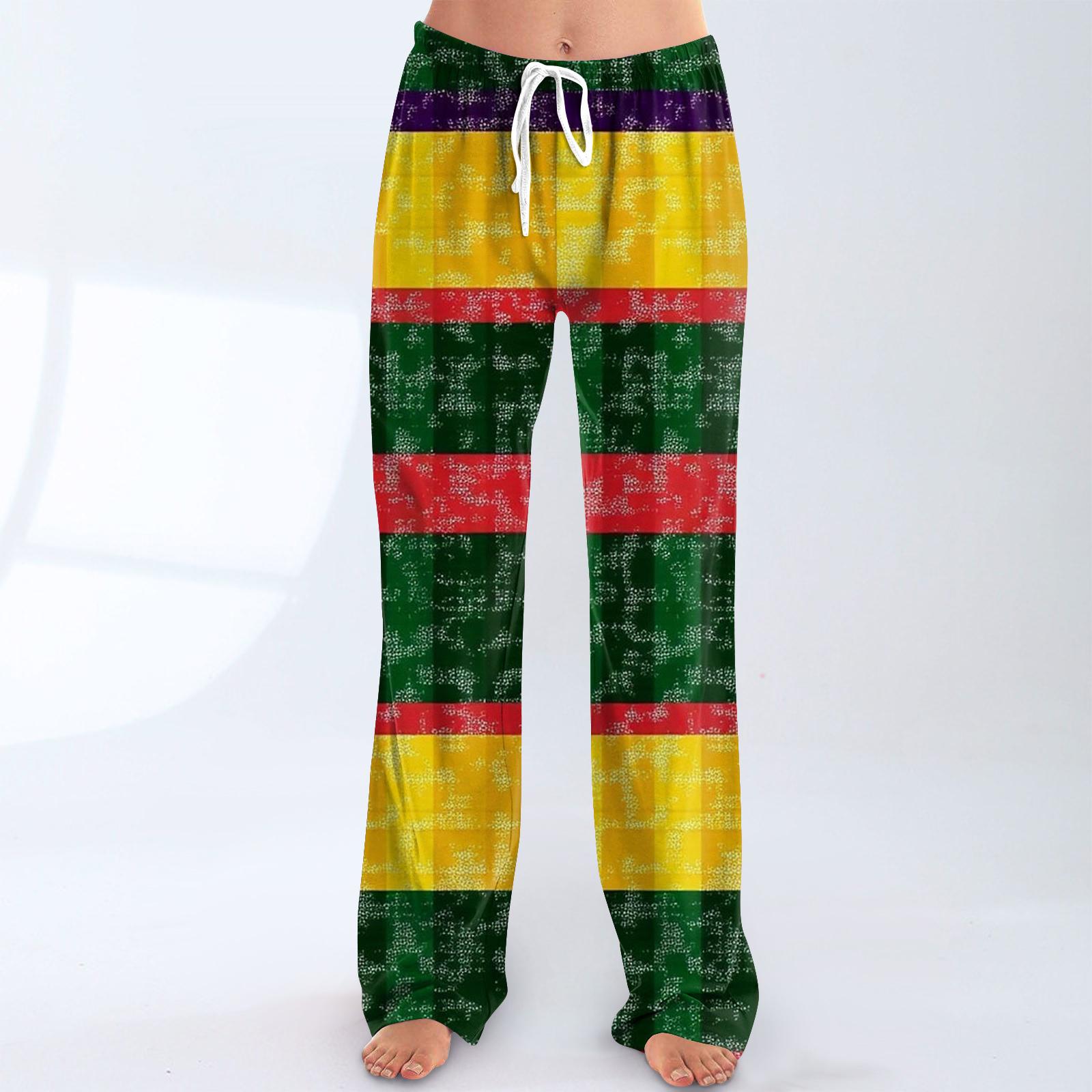 

Женские свободные и повседневные брюки с широкими штанинами с карнавальным принтом, эластичным поясом, кулиской и карманом XL жёлтый