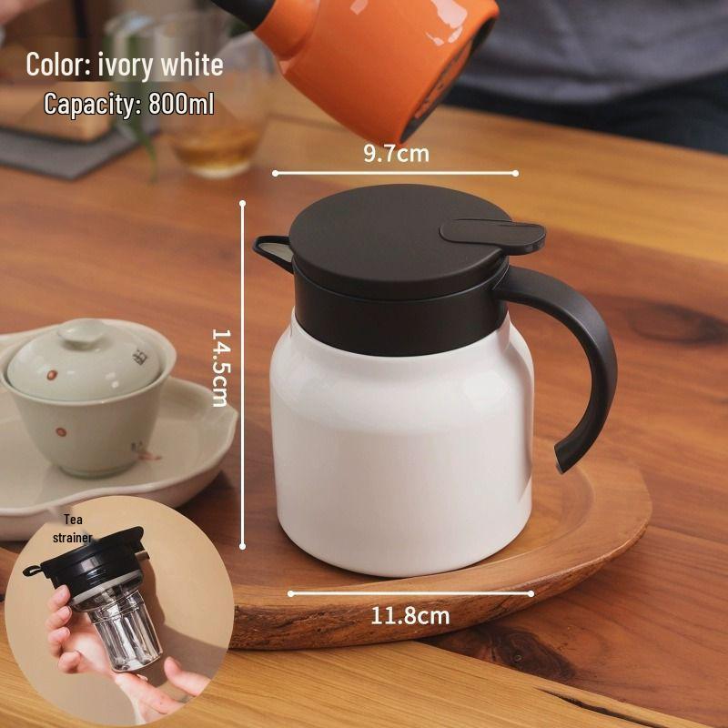 316 Stainless Steel Insulated Kettle with Tea Infuser - Compact Home or Office Hot Water Bottle