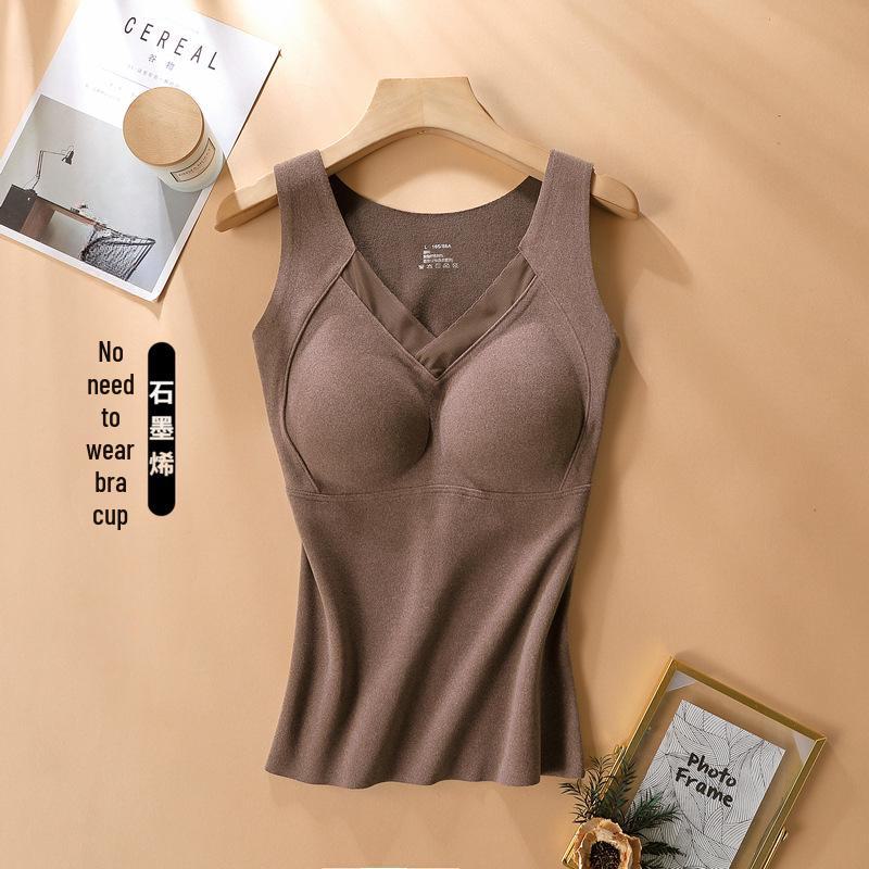 

8803 Женский утепленный жилет из графена с бархатной накладкой на грудь для осени/зимы