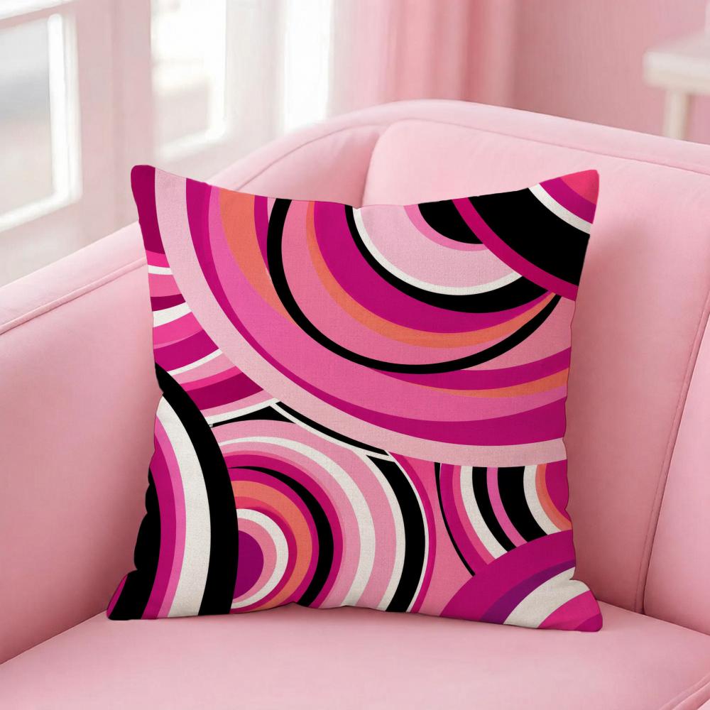Art Pastel Pink Liquid Marble Cushion Cover Pink Linen Texture Cushion Cover Double Sided Invisible Zipper Deco