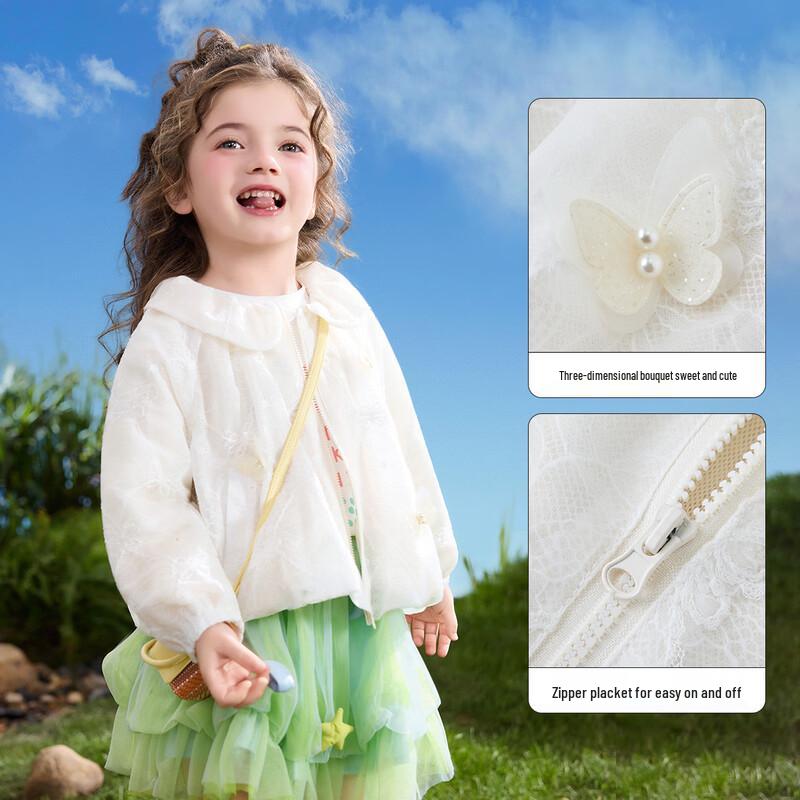 ASK JUNIOR Toddler Girls' Spring Embroidered Doll Collar Jacket