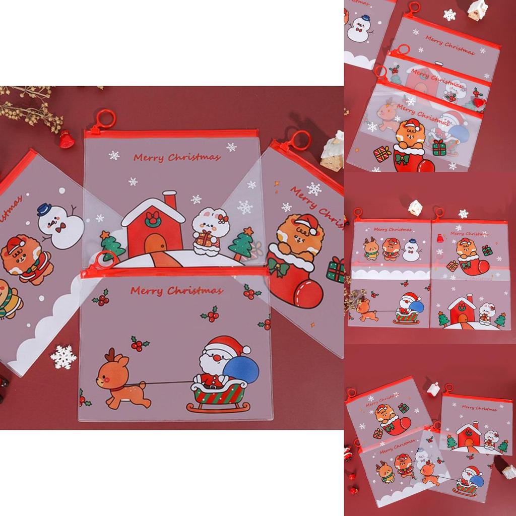 Festive Waterproof Pencil Pouch With Lovely Christmas Patterns For Student Supplies