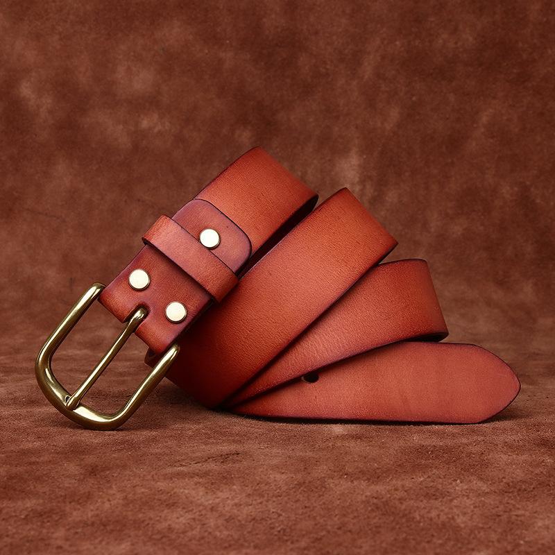 

Ретро-ручная полировка старого матового универсального ремня для мужчин из натуральной кожи с модной пряжкой из чистой коровьей кожи для джинсов 130cm