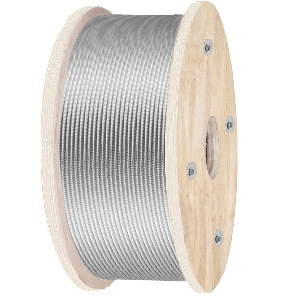 316 Stainless Steel Wire Rope 500ft Length, Steel Wire Cable 3/16 Inch, Steel Cable Railing Decking With 1x19 Strands Construction, 4700lbs Breaking