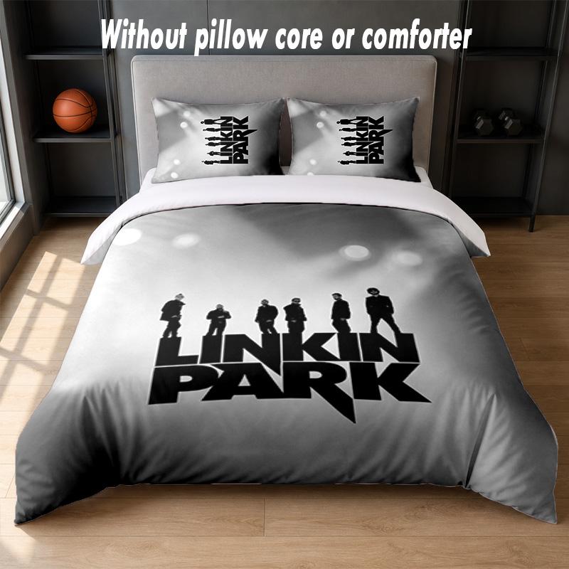 Linkin Park Design Bed Bedding Set 1 Duvet Cover + 2 Pillowcases Soft Breathable Household Bed Linens