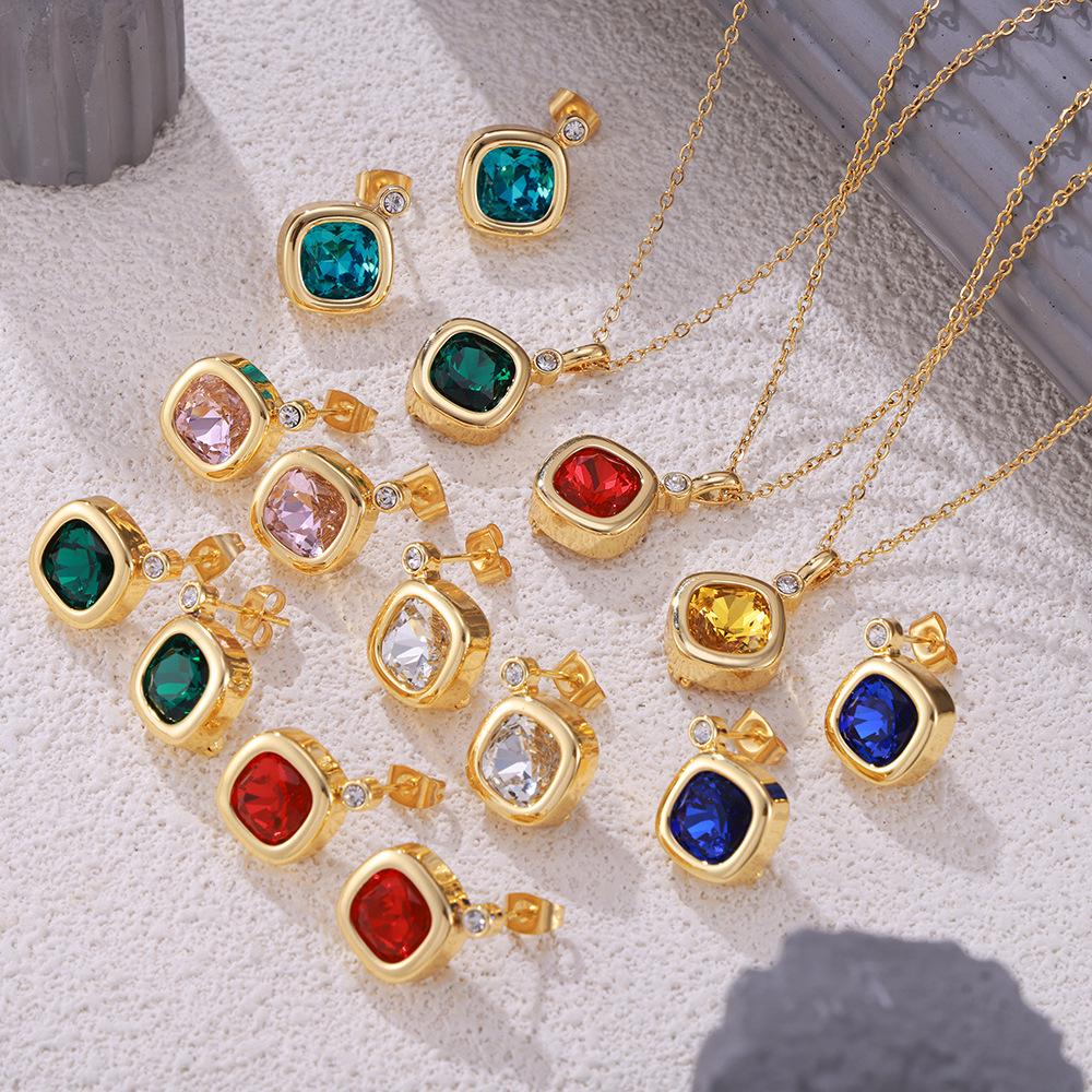 Chic Style Jewelry Set with Interchangeable Zircon - Unique Copper Design