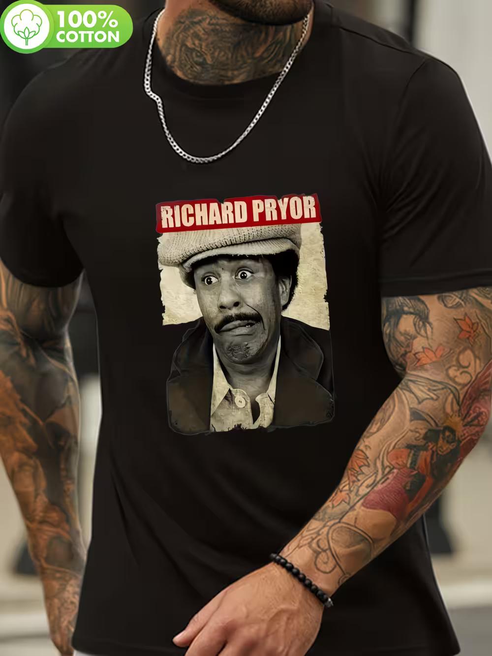 

Richard Pryor S Iconic Comedy Portrait T-Shirt - Vintage Retro Graphic Tee Featuring His Signature Pose & Red Text XXL