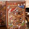 Cabin Scene Ancient-Style Stickers Cartoon Design Landscape Sticker Book  Scrapbooking