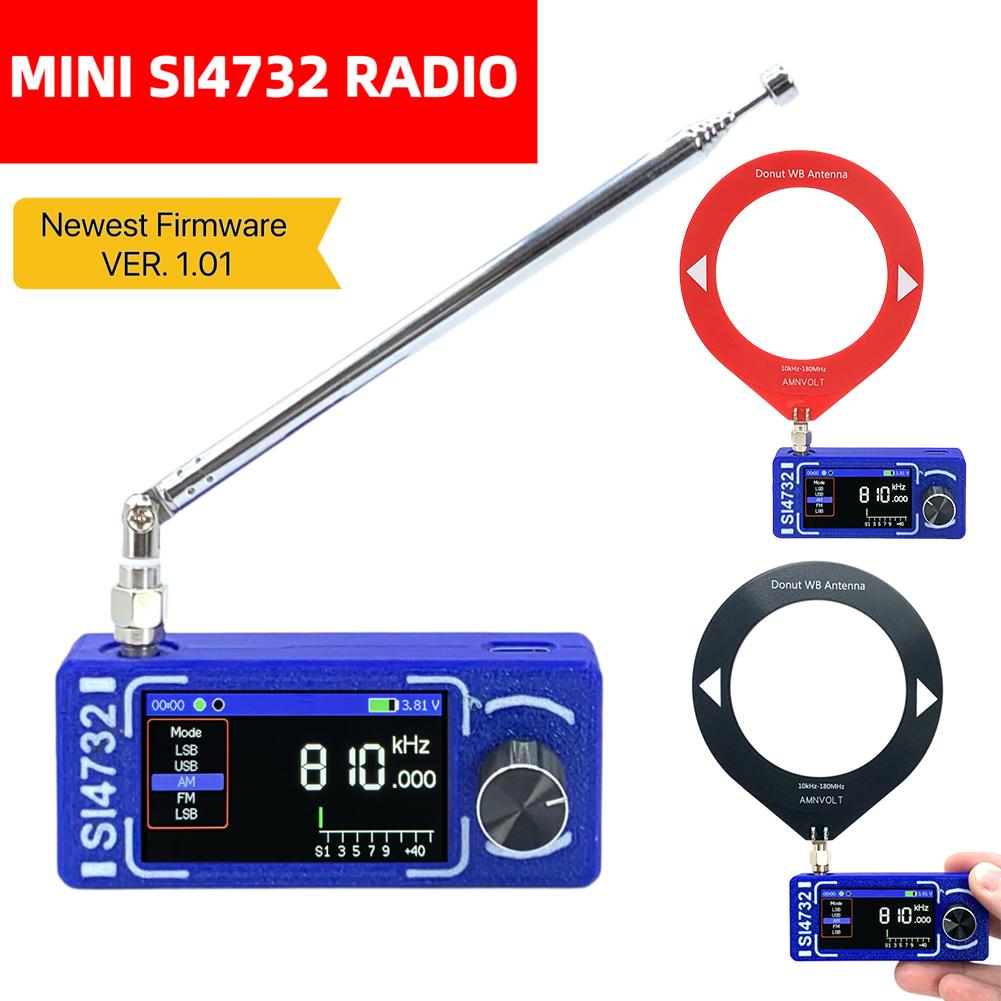 SI4732 0.5-108mhz Portable Radio LSB USB AM FM Pocket Mini Radio 1.9" IPS Screen HF SW MW VHF ESP32 Radio Receiver with Antenna
