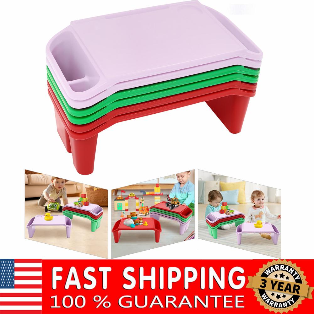 Kids Lap Desk Tray, 6PCS Portable Lap Desk 20 x10  x 7  Breakfast Laptop Trays w/ Side Pockets for Kids 2×Red+2×Green+2×Purple