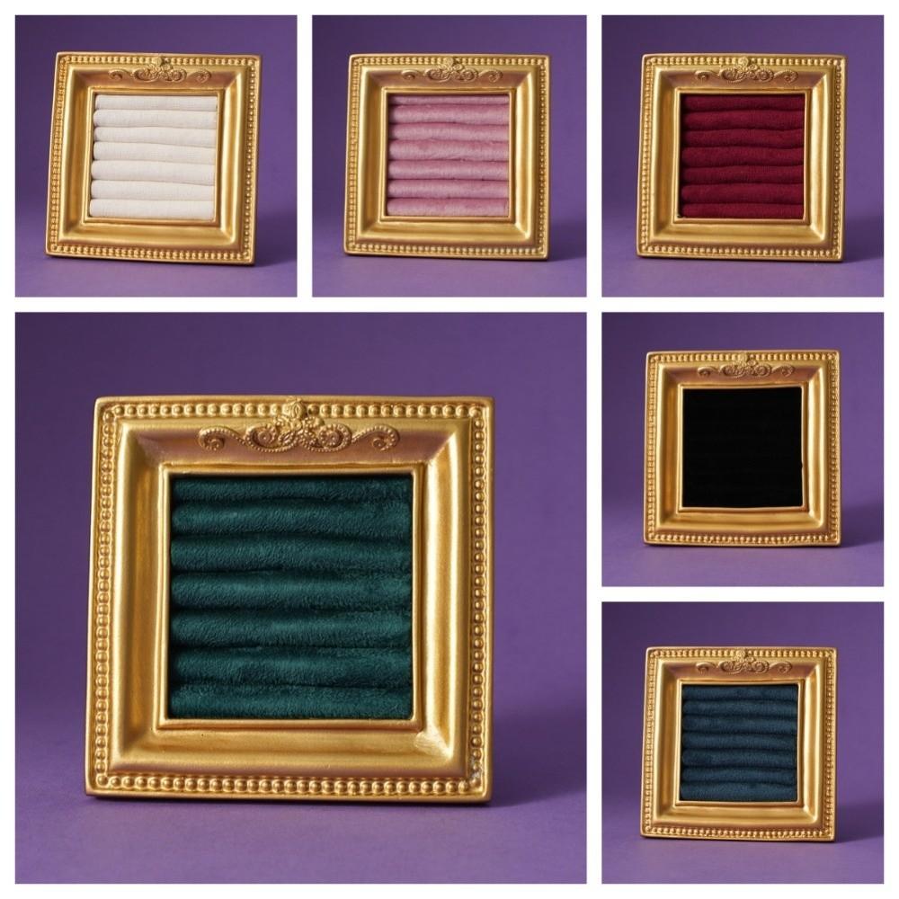 Vintage Gold Ring Display Stand Velvet Organizer Jewelry Display Rack  Wedding & Birthday Gifts