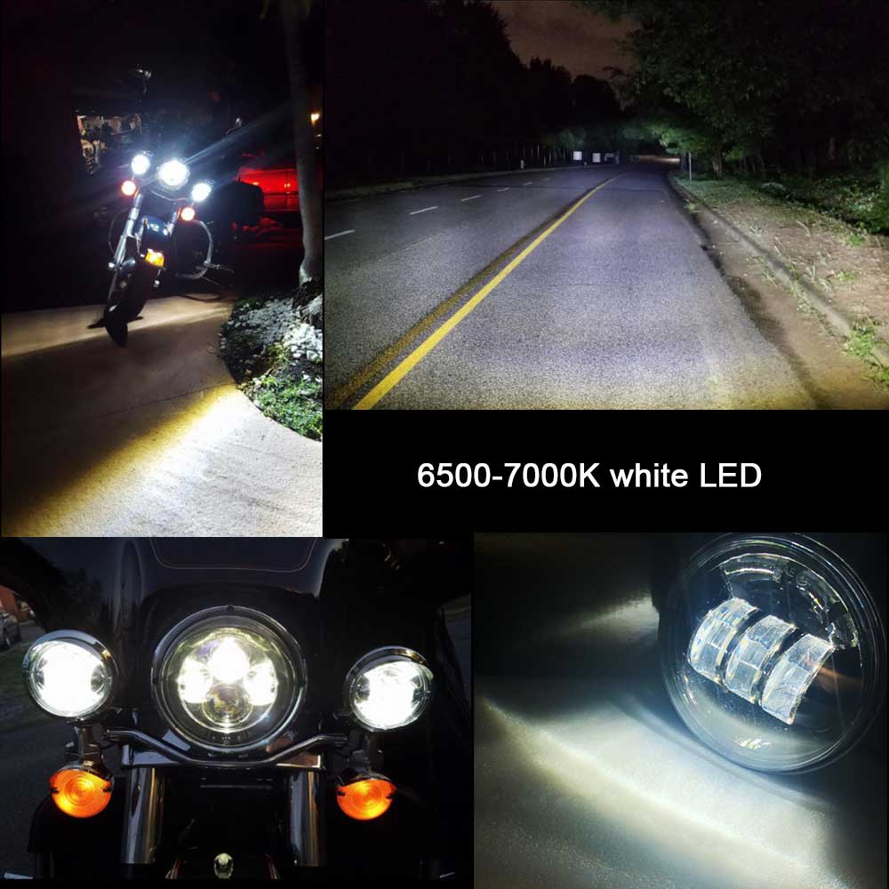 For Harley Motorcycle Light Davidson Electra Glide Softail Fat Boy Touring 7 Inch Motor  LED Headlight with 4.5 Inch Fog Lamps