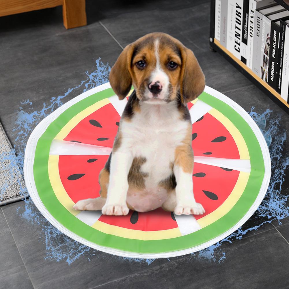 Pet Ice Pad PVC Fruit Pattern Round Cooler Mat Water Cooling Cushion Summer Cats Dogs SeatWatermelon