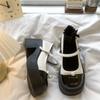 Pearl Mary Jane Shoes Platform Small Leather Shoes Japanese Women Round Head Style Daily Bow Sweet