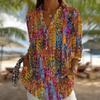 Plus Size Women Long Sleeve Button Shirt Solid Floral Casual Comfort Blouse