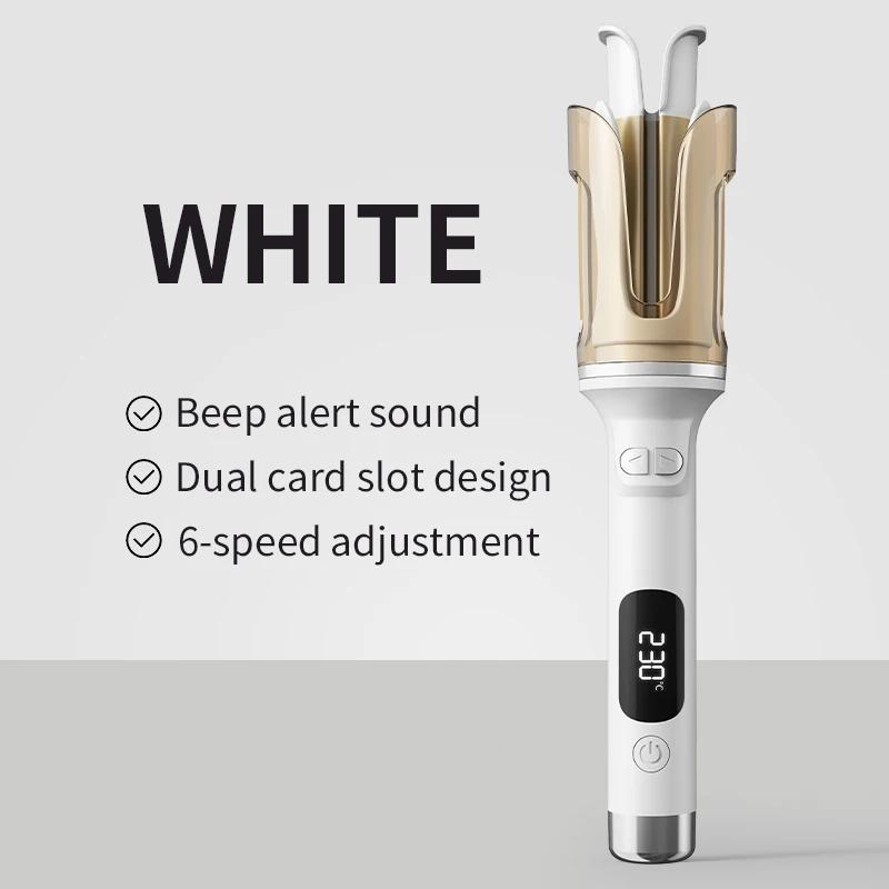 

Automatic Curling Iron 32MM Double Slot Negative Ion Portable Hair Curler Constant Temperature Anti Hot Styler for Travel UK білий