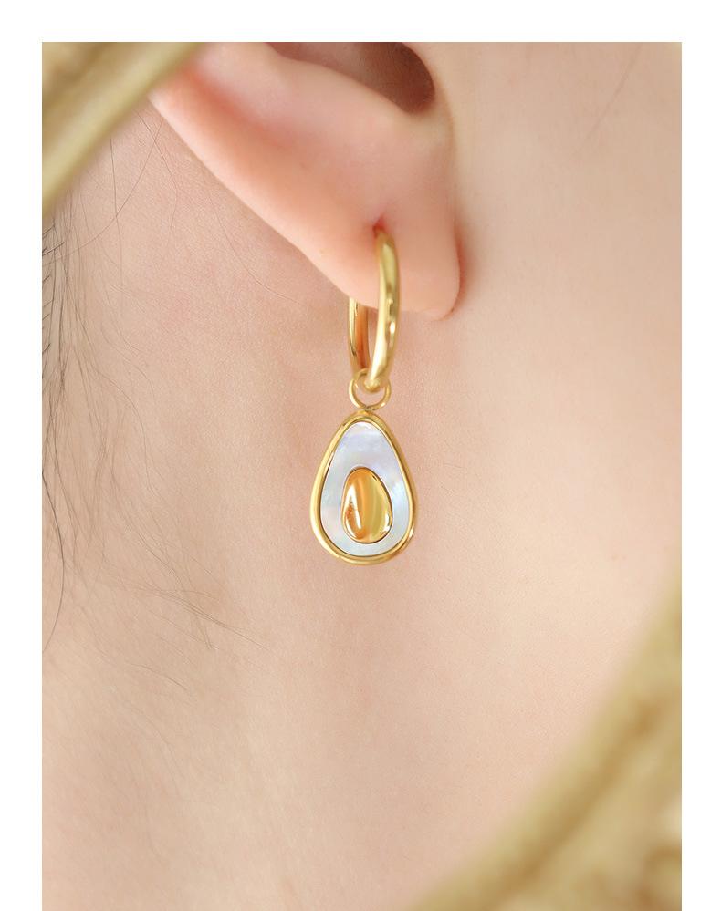 Korean Trendy Avocado Shell Earrings: Geometric, Colorful, Elegant Ear Studs