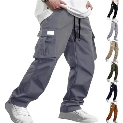Męskie Spodnie Cargo, Ze Sznurkiem, Wielokieszeniowe, Codzienne Spodnie
