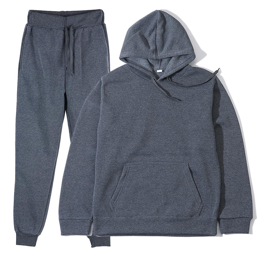 Felpa + Pantaloni Monocolore da Uomo per Primavera Autunno Set Due Pezzi Set Sportivo Casual Tuta da Ginnastica da Uomo