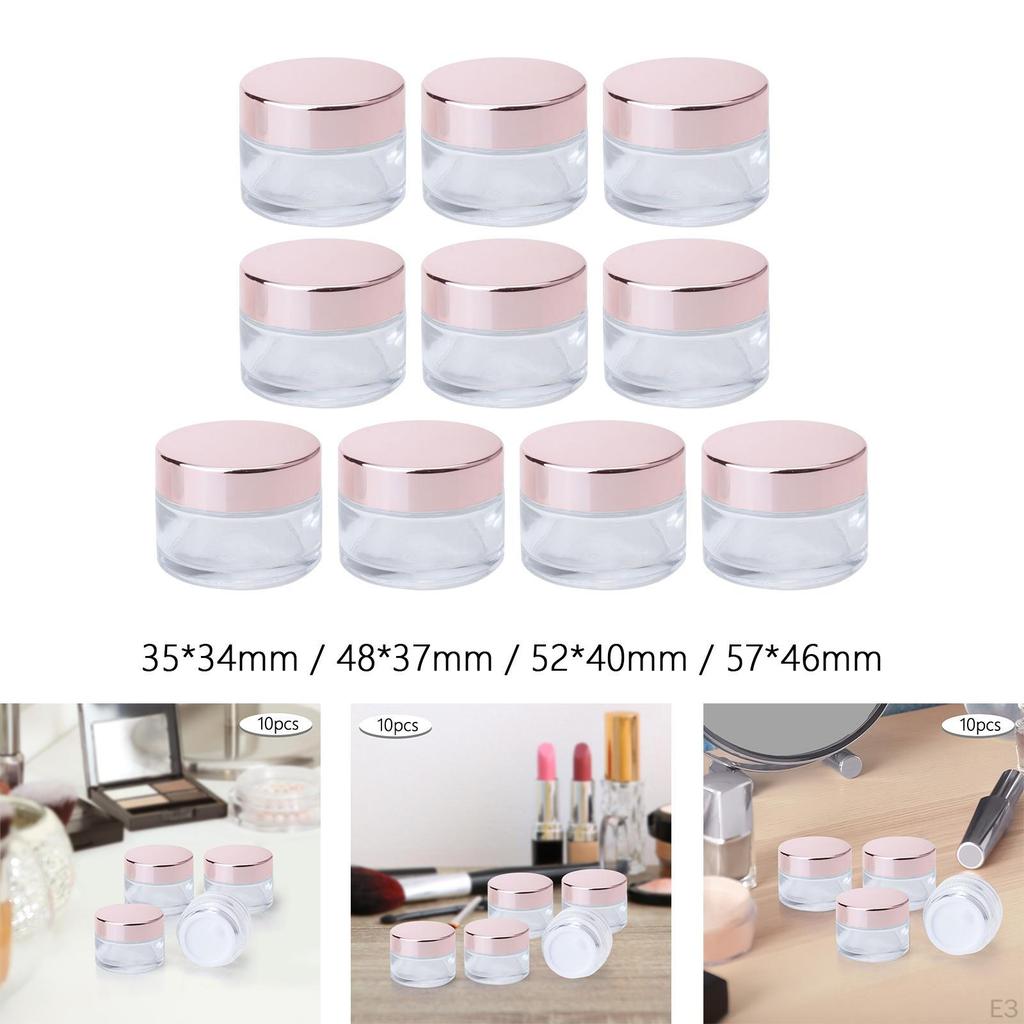 10 Pieces Clear Cosmetic Glass Jar Cream Container Pot for Skin Care Eye Shadow Remover Creams