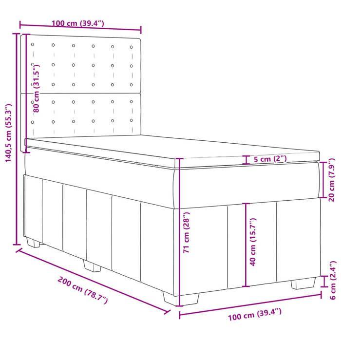 VidaXL Sommier à lattes de lit avec matelas Marron foncé 100x200 cm 3291596