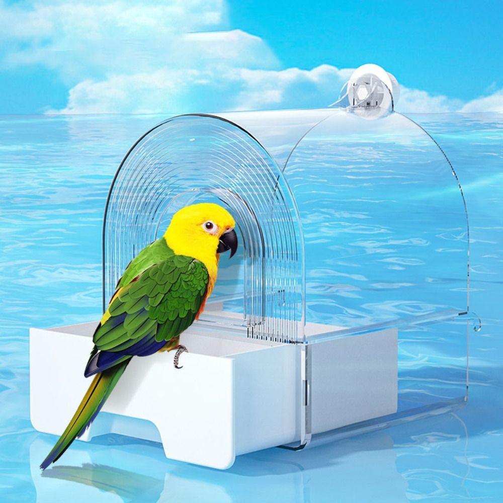 Wall Mounted Bird Bath Cage Clear Bird Shower Box Practical Parrot Hanging Bathtub  Cockatiel