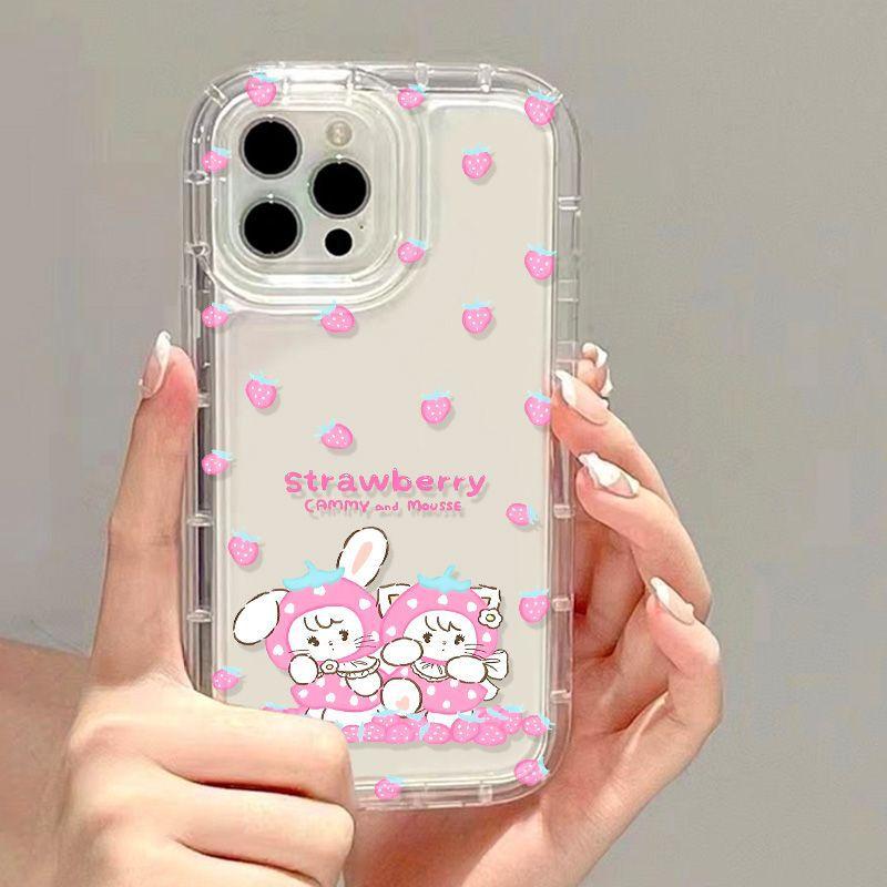 Strawberry mikko applies to iPhone17ProMax airbag mobile phone case 14Pro Apple 16/15 simple ins wind
