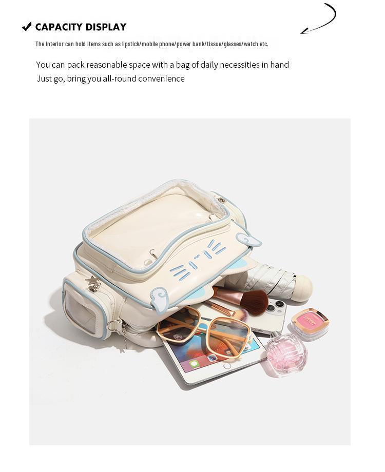 Y2K Millennium Large Capacity Cat Print Shoulder Crossbody Backpack 2024