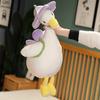 Duck Plush Toy Wear Hat Cute Flowers Decor PP Cotton Filling Soft Accompany Hugging Pillow Cartoon Couple Duck Doll Stuffed Animal Toy Christmas Gift