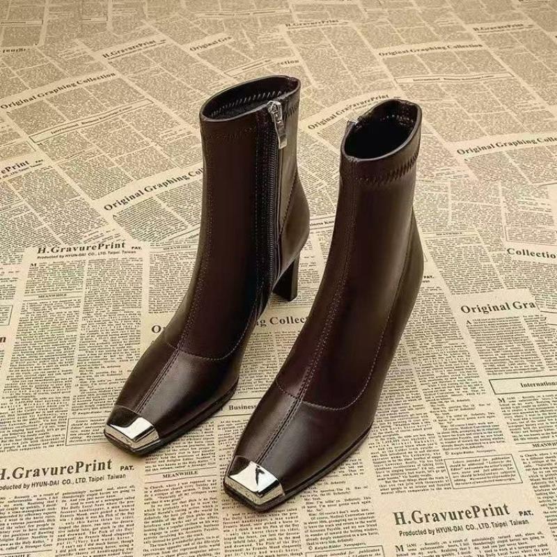 High Heels Women's Ankle Boots Square Toe Fashion Luxury Shoes Designer Dress Woman Winter Boots 2025 Elegant Pumps Mujer Boots