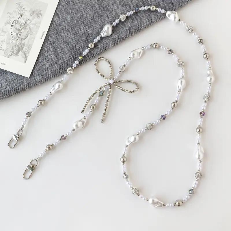 1PC Elegant Pearl Bead Crossbody Phone Chain Stylish Butterfly Charm Durable Beads Accessory Decorative Bead Chain Charm Design