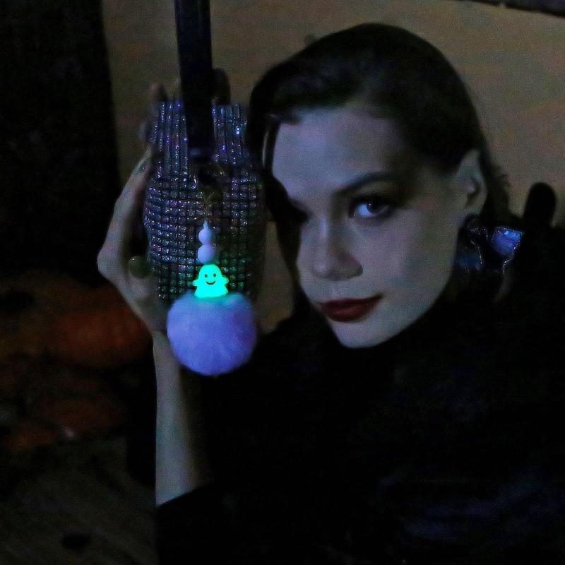Halloween Keychain Luminous Cute Elf Plush Ball Keyring Spooky Decor Jewelry Accessory for Keys Backpack Car Party Decor