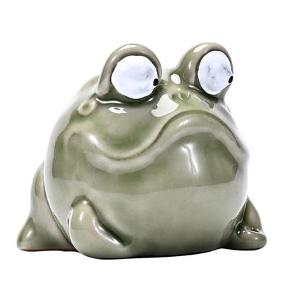 Decorative Ceramics Frogs Figurine Incenses Stick Holder In Light Green Animal Statue for Home Office Tabletop Decors