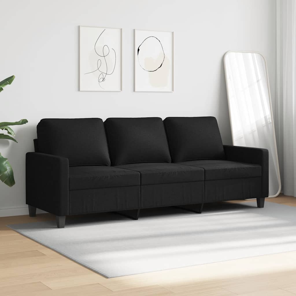 Vidaxl Sofa 3-Osobowa, Czarna, 180 Cm, Tapicerowana Tkaniną