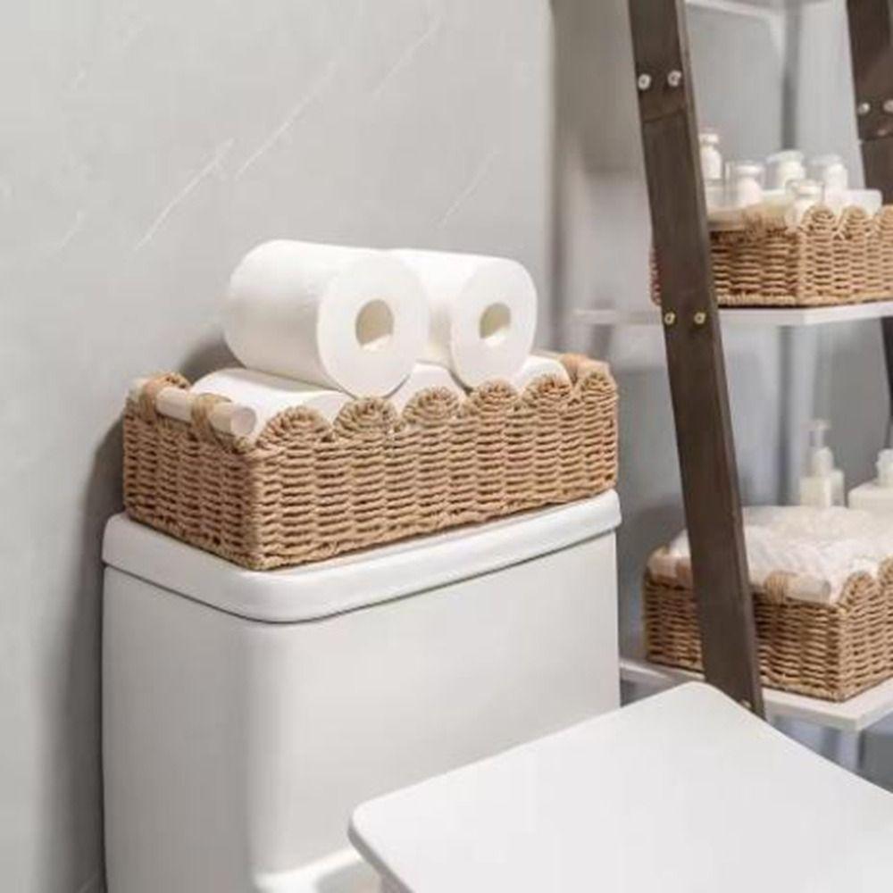 Handgewebter Imitationsrattan Aufbewahrungskorb Handgemachter Toilettenpapier-Aufbewahrungskorb Badezimmer