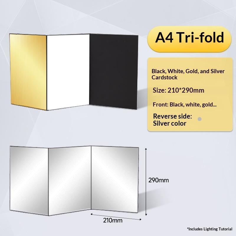 3-In-1 Photography Cardboard Paperboard Folding Photography Reflector Diffuser Board Black White Silver For Still Life Product