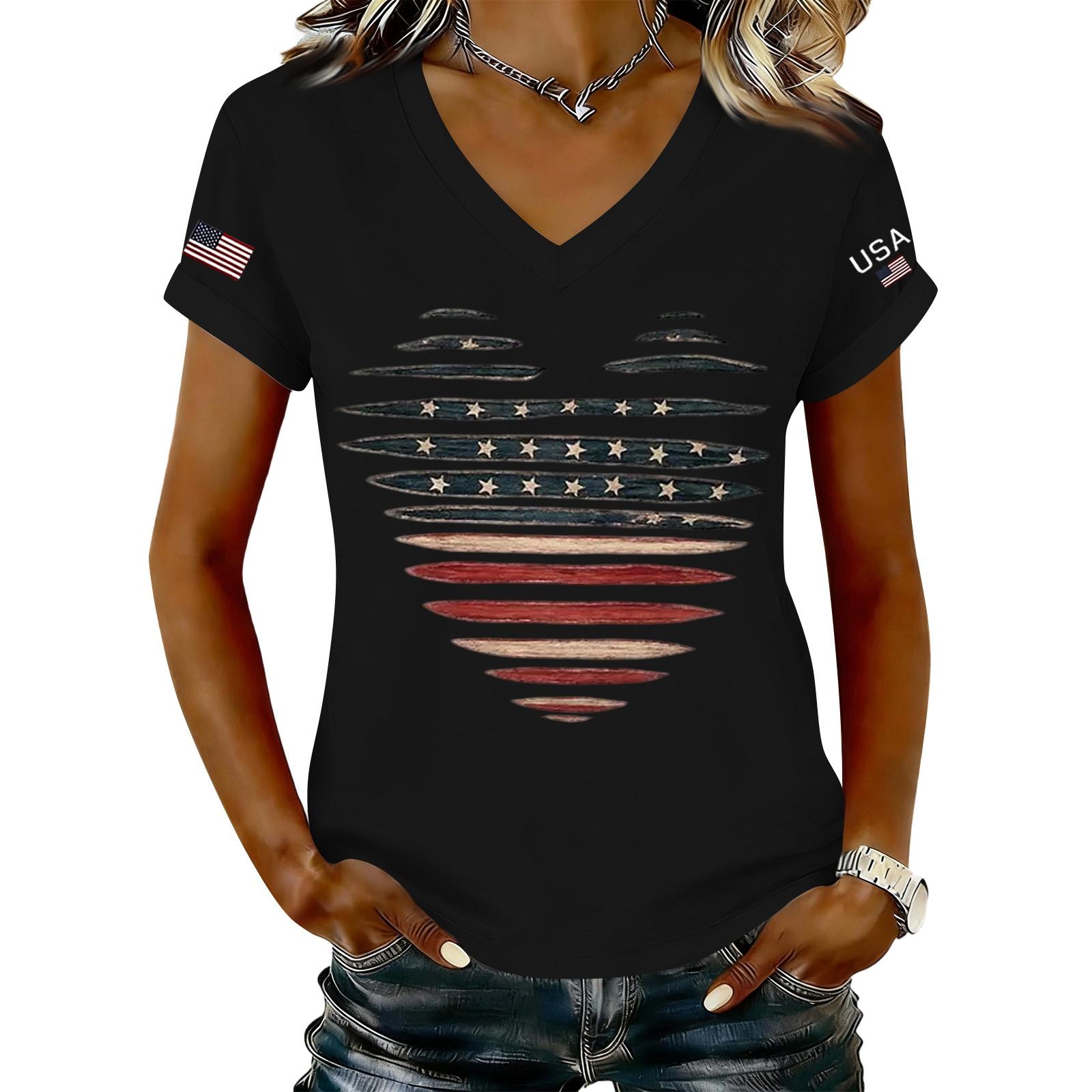 

Women s V Neck Casual Short Sleeve T Shirt Fashion Letter Print Top Lightweight Breathable Summer Tee for Daily Wear L чёрный