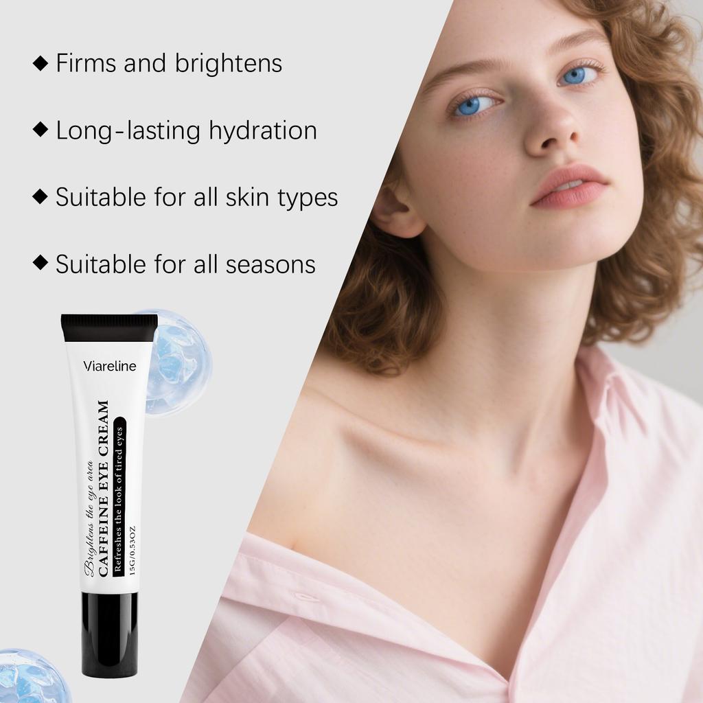 VIARELINE Caffeine Eye Cream Gentle Firming Hydration Brighten Fine Lines Daily Eye Care for Delicate Skin