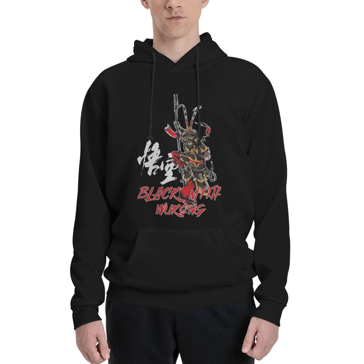 

Men s And Women s Drawstring Hoodie Black Wukong Myth Game Pullover Loose Hooded Shirt With Kanga Pocket New Classic Simple 3XL